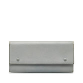セリーヌ ラージフラップ マルチファンクション 長財布 101673 グレー レザー レディース CELINE 【中古】